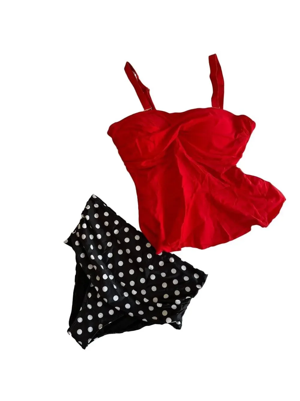 Daci NEW Women's Plus Size 2 Piece Polka Dot and Flounce Top Swimsuit Size 16W